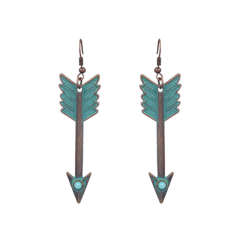 Wholesale Vintage Geometric Turquoise Tassel Earrings
